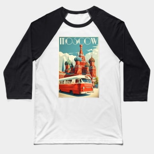 Moscow Russia Vintage Travel Art Poster Baseball T-Shirt